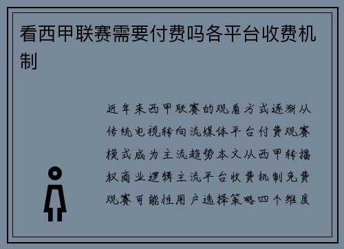 看西甲联赛需要付费吗各平台收费机制